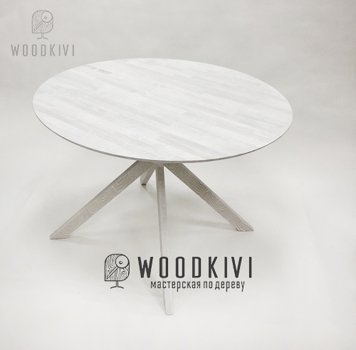 Стол круглый обеденный для кухни со столешницей из дерева - Woodkiwi