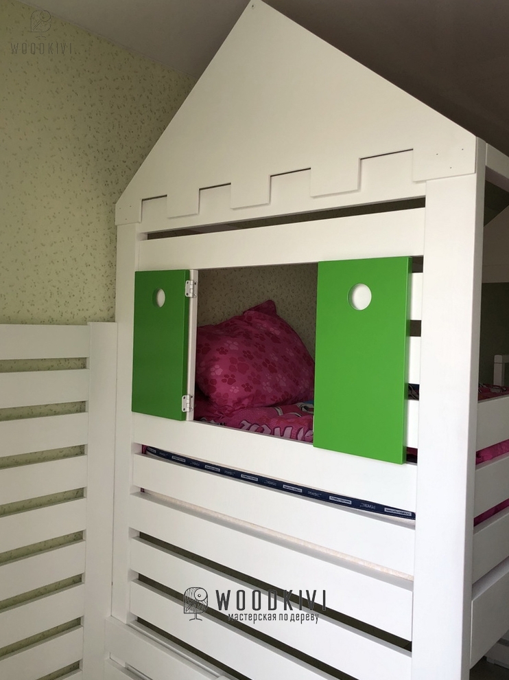Детская кроватка-домик с лестницей-шкафом - Woodkivi