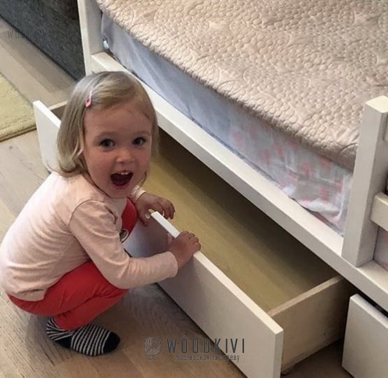 Детские кроватки-домики с ящиками из натурального дерева - Woodkivi