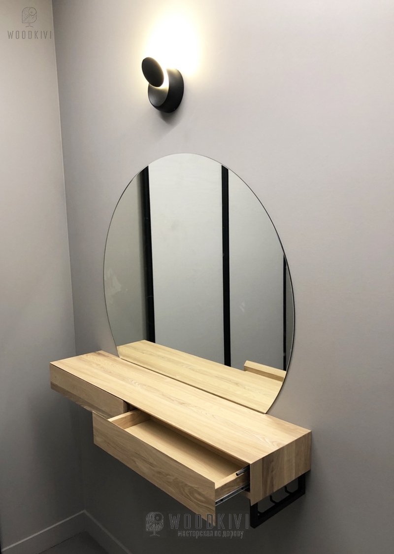 Мебель для ванной из дерева - полка-тумба под зеркало- Woodkivi