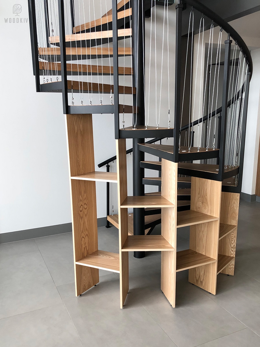 Стеллаж в стиле лофт встроенный в лестницу - мебель лофт от Woodkivi