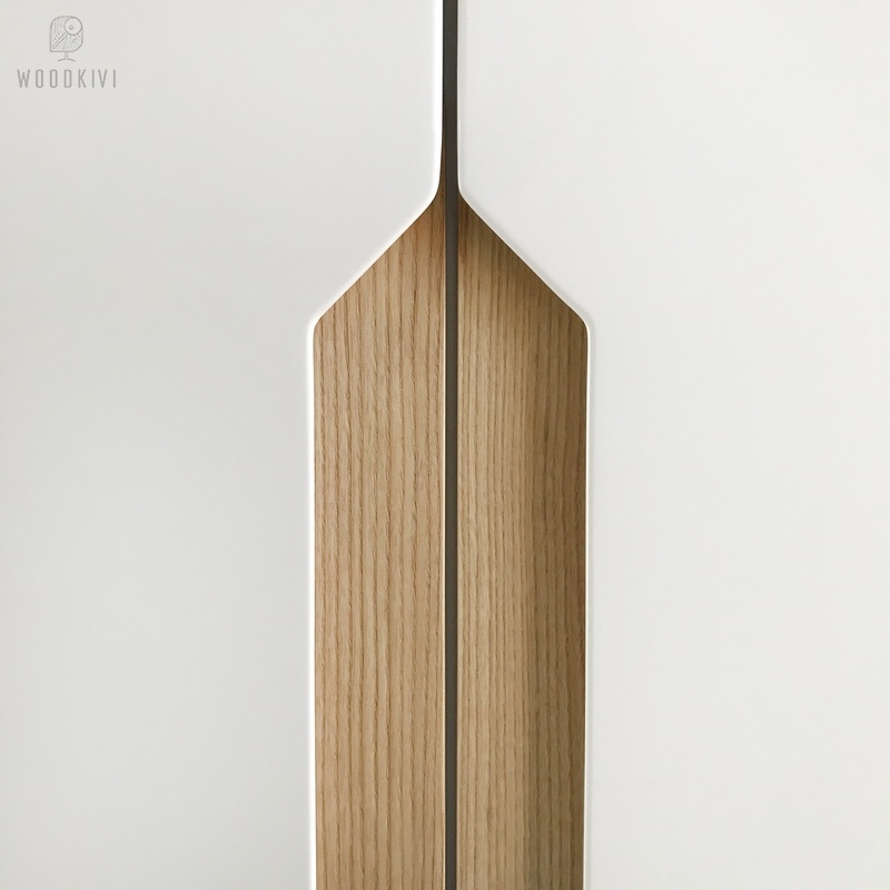 Интегрированные ручки из шпона ясеня для Шкафа в гардеробную из дерева - Woodkivi